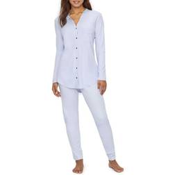 Hanro Pyjama Aus Merzerisierter Baumwolle - Blau