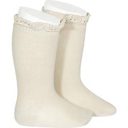 Condor Knee Socks with Lace Edging - Linen (24092-00-304)