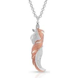 Montana Silversmiths Twisted Feather Necklace - Silver/Rose Gold