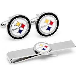 Pittsburgh Steelers Silvertone Team Logo Tie Clip & Cufflinks Set