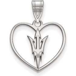 Arizona State Sun Devils Logo Heart Pendant - Silver