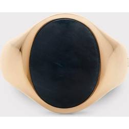 IX Studios Oval Signet Hawks Eye Ring - Black/Gold