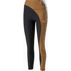 Puma Safari Glam High Waisted Full Length Training Leggings Women, Black/Desert Tan/Fur Real Print, Medium, Clothing