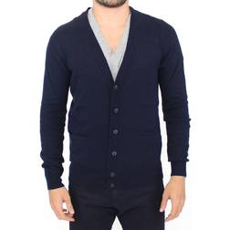 Ermanno Scervino Ermanno Scervino Wool Cashmere Cardigan Blå, Herre