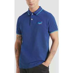 Superdry Polo in Piqué a Bordo Piscina - Bleu