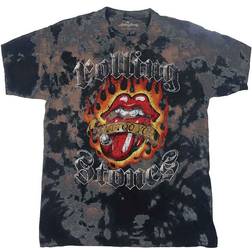 Rolling Stones Men Tattoo Flames (Dip-Dye) Tie Dye T-shirt