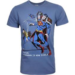 JUNK FOOD Mens Superman Is Now Single Superman T-Shirt (Blue Print)