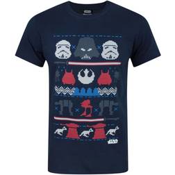 Star Wars Herrens Dark Side Fair Isle Christmas T-Shirt