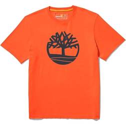 Timberland Men's SS Kennebec River Tree Logo Tee Tan Knit Tops Wheat