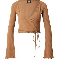 Urban Classics Cropped Rib Wrapped Longsleeve - Dark Taupe