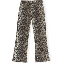 Ganni Betzy Cropped Bootcut Jeans - Leopard