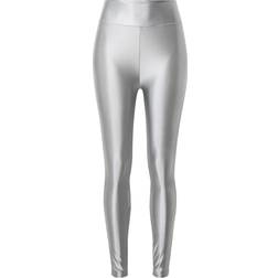 Urban Classics Leggings di - Ladies Highwaist Shiny Metallic - Argenté