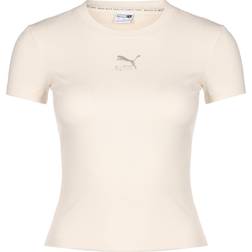 Puma Women's Classics Ribbed Slim Tee - Beige
