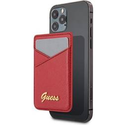 Guess Tarjetero MagSafe iPhone 12 Fijación Magnética Saffiano rojo