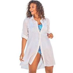 Plus Women's Button-Front Swim Cover Up by Swim 365 in (Size 34/36) Swimsuit Cover Up