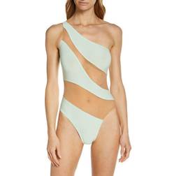 Norma Kamali Snake Mesh One-Piece Swimsuit Seafoam