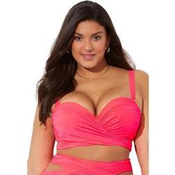 Swimsuits For All Plus Women's Crisscross Cup Sized Wrap Underwire Bikini Top in (Size D/DD)