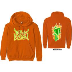 Billie Eilish Airbrush Flames Blohsh Back Print Hoodie - Orange