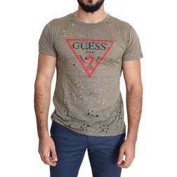 Guess Cotton Stretch Logo Print Men Casual Perforated Men's T-shirt