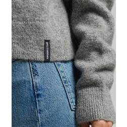 Superdry Vintage Essential Mock Neck Kvinde Sweaters Ensfarvet hos Magasin Light Marl