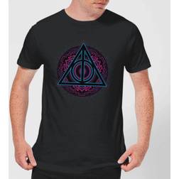 Harry Potter Deathly Hallows Neon Men's T-Shirt - Black