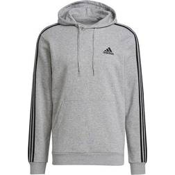 adidas Essentials Fleece 3-Stripes Hoodie - Grau/Schwarz