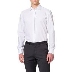 Seidensticker Men's Tuxedo Shirt Non-iron, slim shirt for suit, tuxedo, cut and tails with Kent collar Long Sleeve 100% Cotton, (White 01)