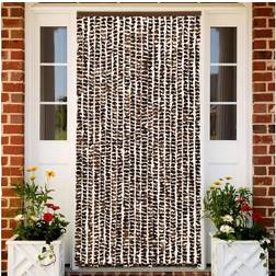 vidaXL Moustiquaire Rideau d'Insectes de Porte Rideau contre Mouches Moustiques Caravane Extérieur Marron et Blanc 90x220 cm Chenille