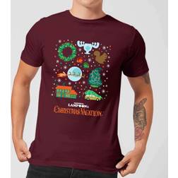 National Lampoon Griswold Christmas Starter Pack Men's Christmas T-Shirt Burgundy