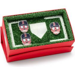 Cufflinks Boston Sox Sugar Skull & Lapel Pin Gift Set