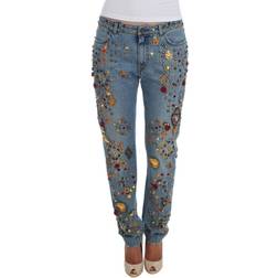 Dolce & Gabbana Crystal Roses Heart Embellished Women's Jeans