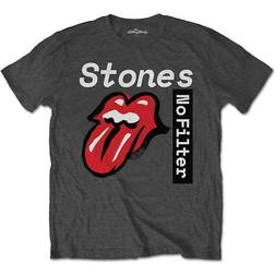 ROCK OFF Men Rolling Stones No Filter Text Slim Fit T-shirt Charcoal