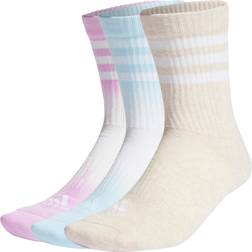 adidas 3s Dye Crw Socks - White/White/Ecrtin