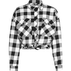 Urban Classics Women's Short Oversized Check Shirt - Black/White