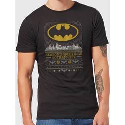 DC Comics Seasons Greetings From Gotham Men's Christmas T-Shirt - Black