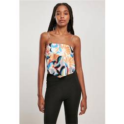 Urban Classics Top - Lichtblauw/Pasteelgeel/Oranje/Zwart