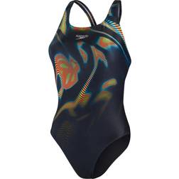 Speedo Women's Placement Digital Powerback Swimsuit - Black