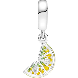 Pandora Lemon Slice Sparkling Fruit Dangle Charm - Silver/Yellow/Green/Transparent