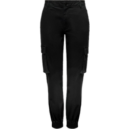 Only Medium Waist Cargo Pants - Black/Black