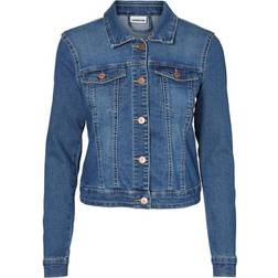 Noisy May Fitted Denim Jacket - Medium Blue