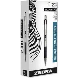 Zebra F-301 Ballpoint Retractable Pen, Black Ink, Fine, Dozen