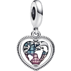 Pandora Family Spinning Heart Globe Dangle Charm - Silver/Multicolour