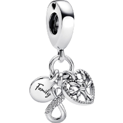 Pandora Family Infinity Triple Dangle Charm - Silver/Transparent