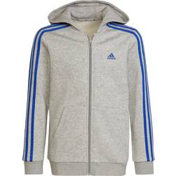 adidas Essentials 3-Stripes Hoodie - Medium Grey Heather/Royal Blue (HN1915)