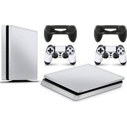 giZmoZ n gadgetZ PS4 Slim Console Skin Decal Sticker + 2 Controller Skins - Carbon White