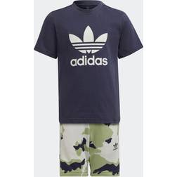 adidas Kid's Camo Shorts & Tee Set - Shadow Navy (HC4581)