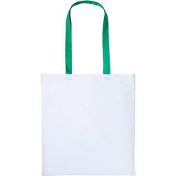 Nutshell Varsity Shopper Long Handle Tote Bag - White/Kelly Green