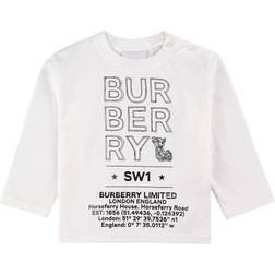 Burberry Baby Long-sleeve Logo Sketch Print Cotton Top - White (80537951)