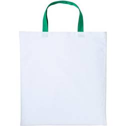 Nutshell Varsity Shopper Short Handle Tote Bag - White/Kelly Green