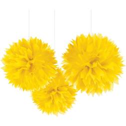 Amscan Pom Pom Fluffy Dec Sunshine Yellow 3pcs